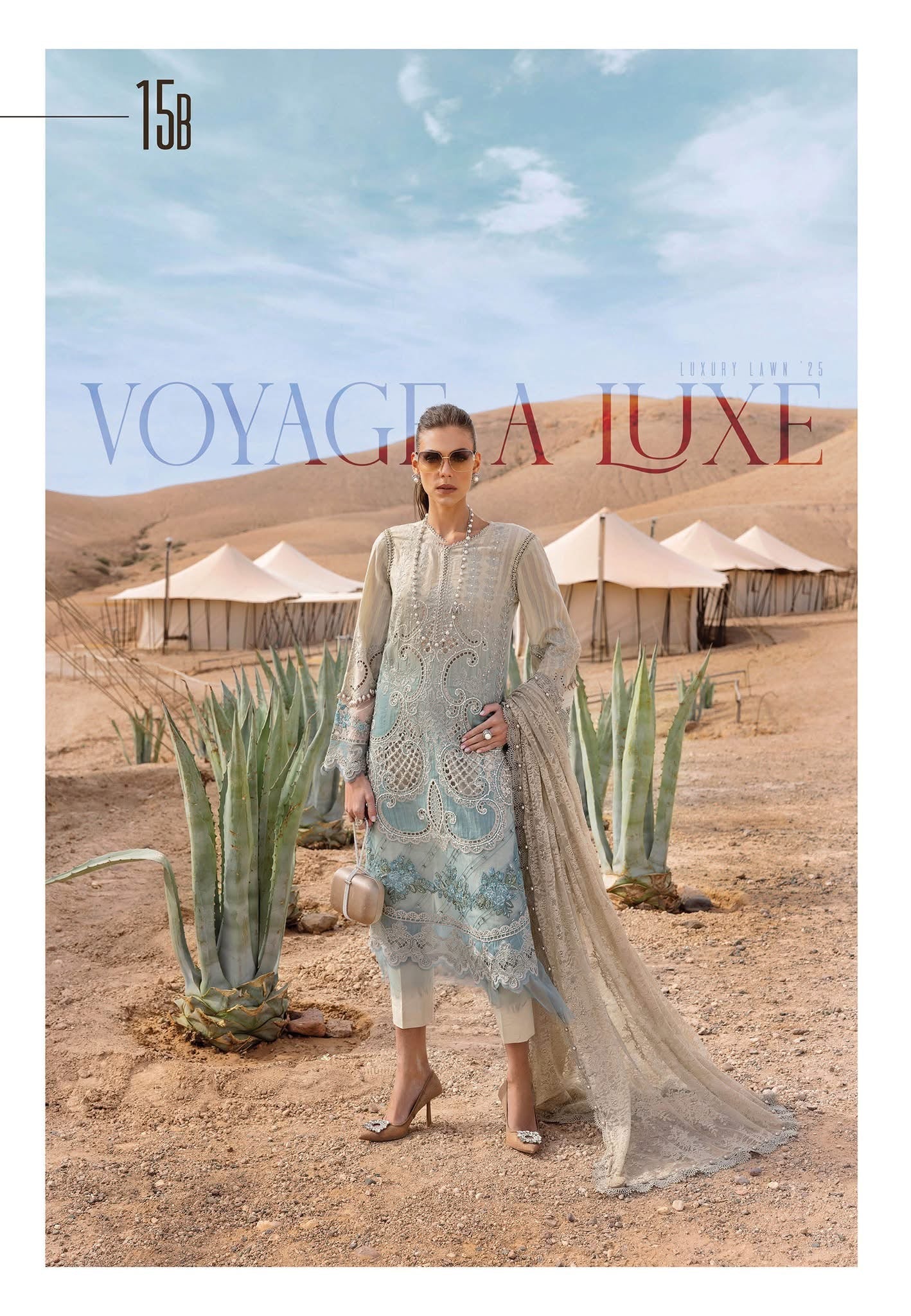 Maria B luxury lawn suits 2025 - 15B