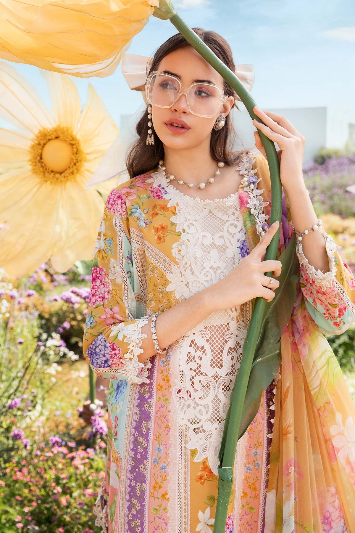 Maria B Mprints spring summer unstitched lawn suits 2025 | 9A