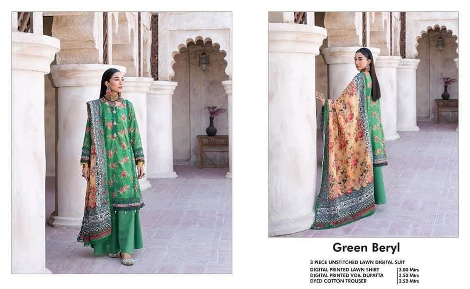 Mausummery stitched lawn suits Vol - 4 -Green Beryl