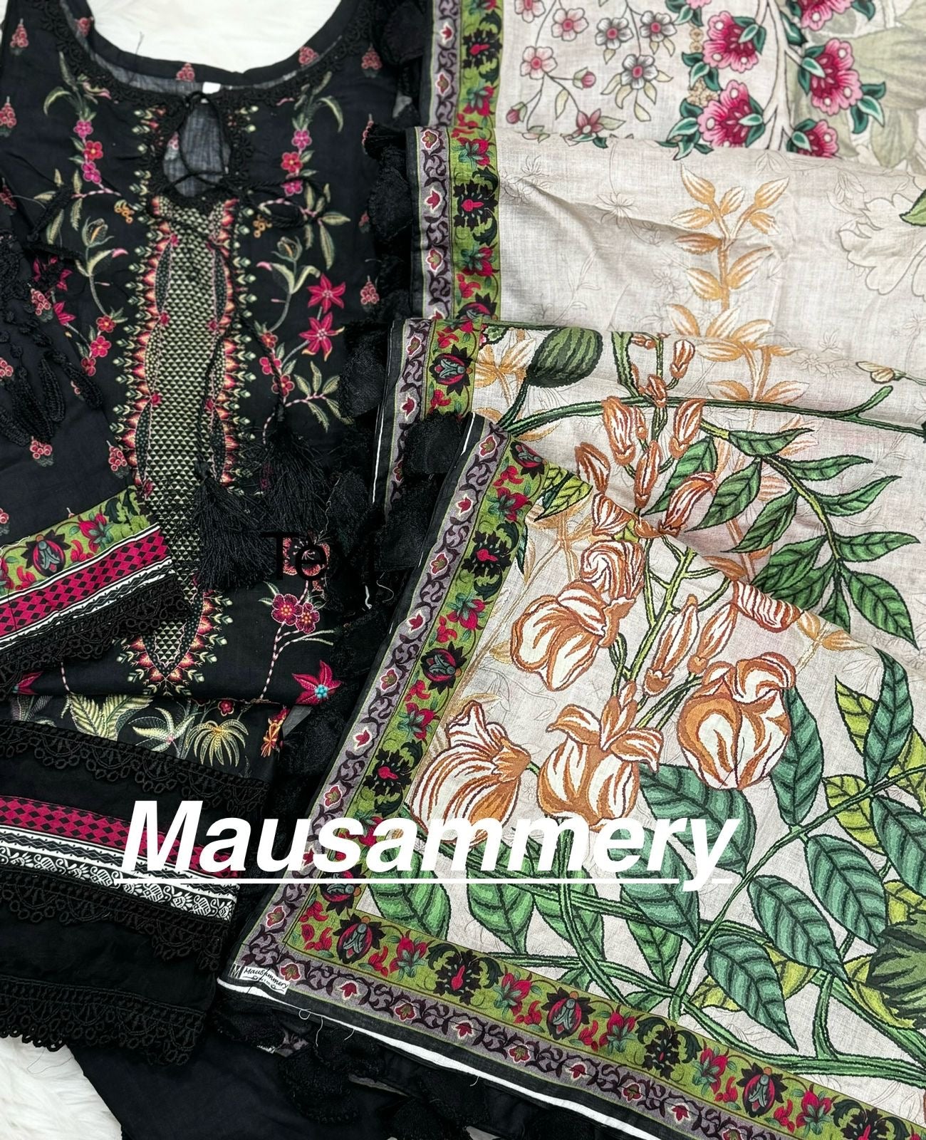 Mausummery stitched lawn suits Vol - 4 - Noir