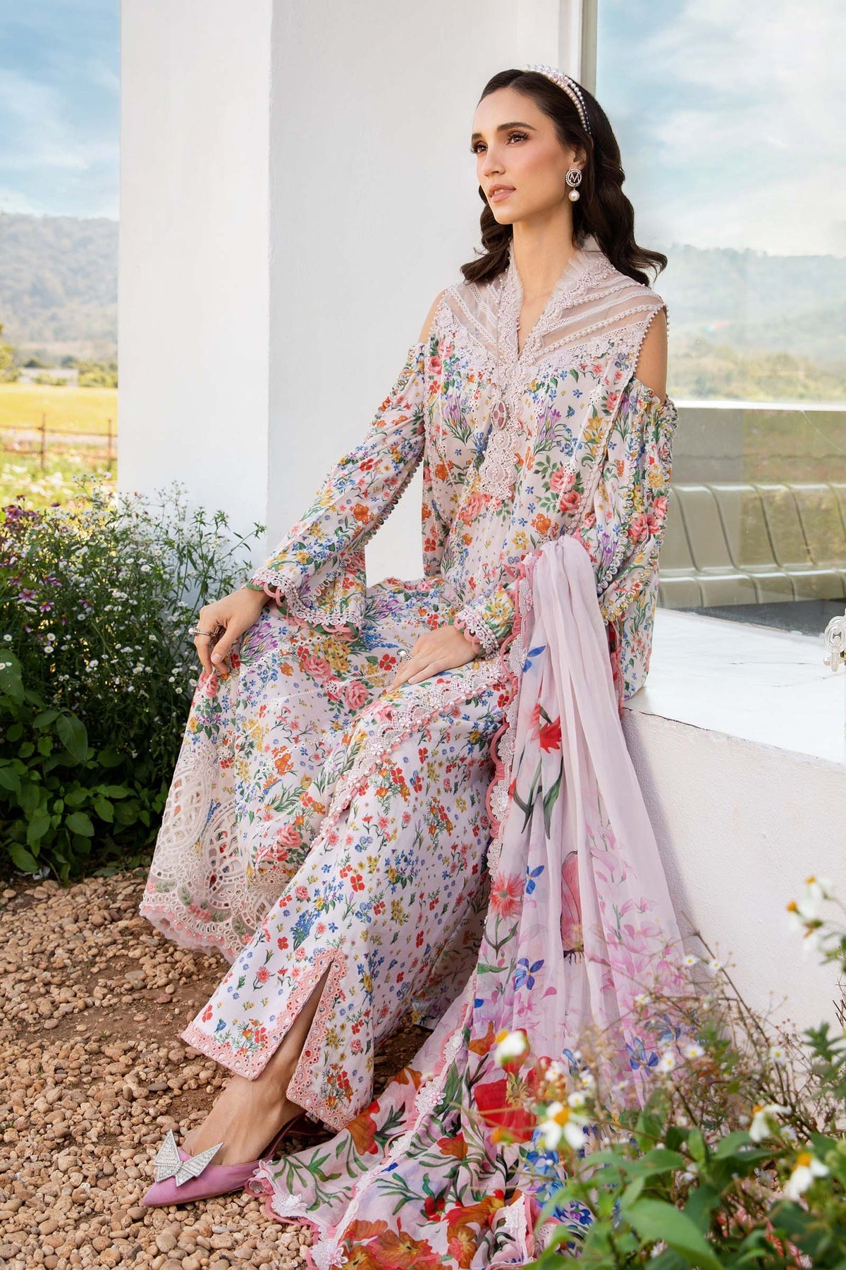 Maria B Mprints spring summer unstitched lawn suits 2025 | 7A
