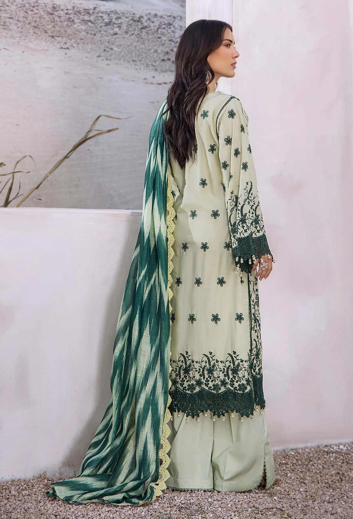 Adan’s Libas Lasserkari unstitched lawn suits 2025 - 3905