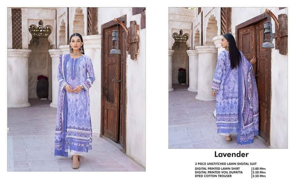 Mausummery stitched lawn suits Vol - 4 - Lavender