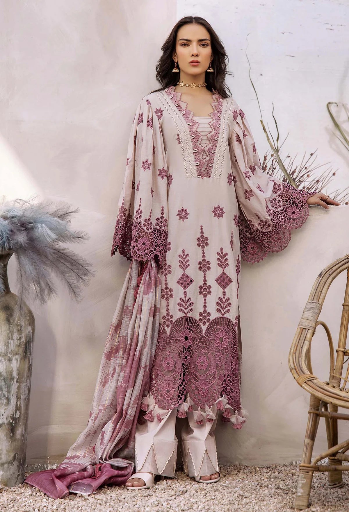 Adan’s Libas Lasserkari unstitched lawn suits 2025 - 3902