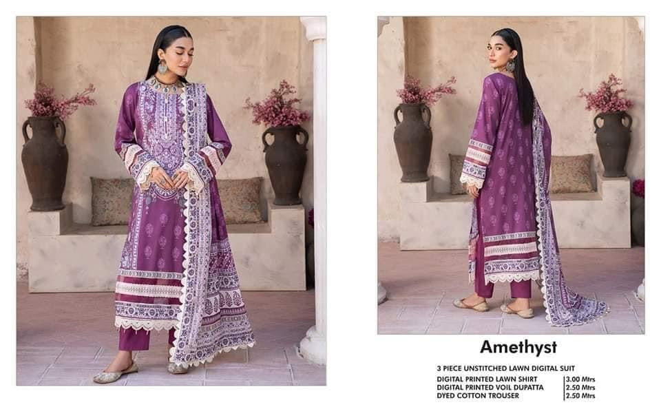 Mausummery stitched lawn suits Vol - 4 - Amethyst
