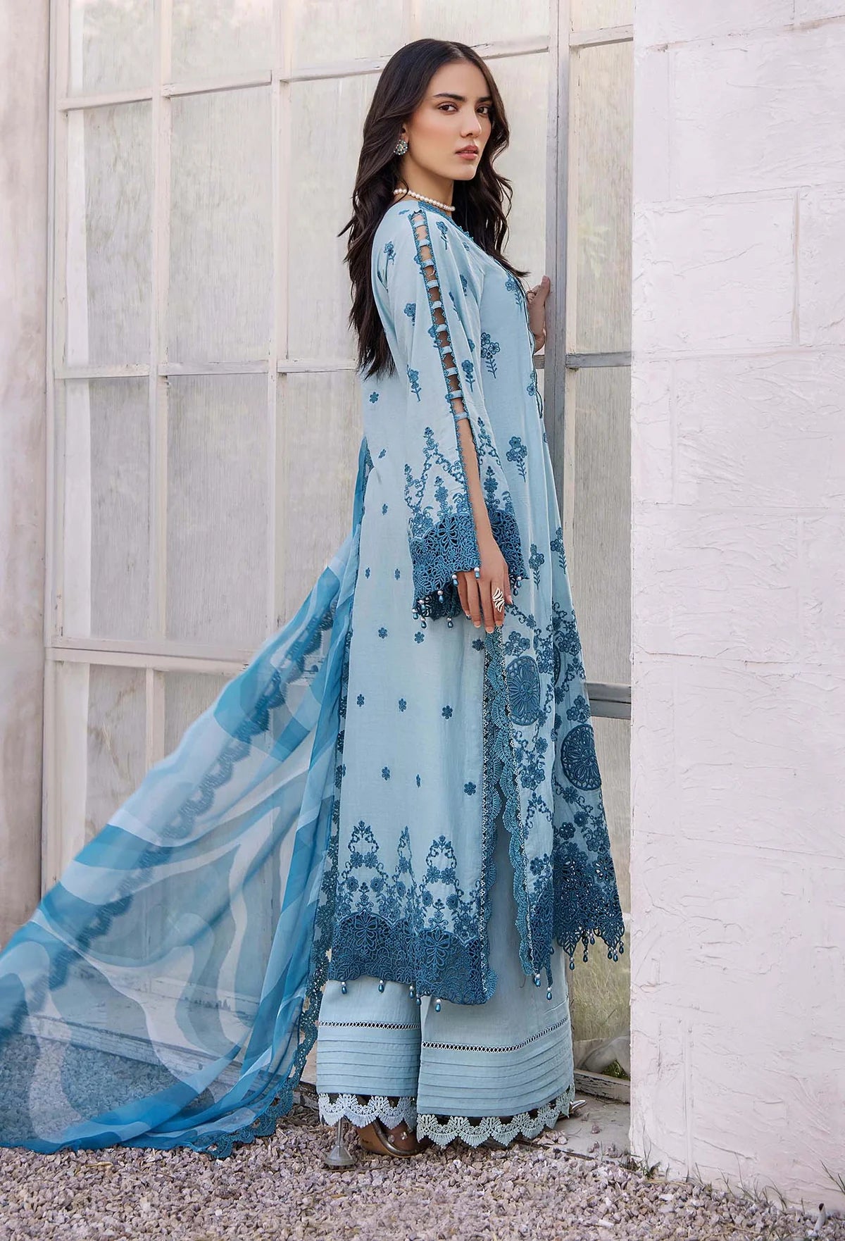 Adan’s Libas Lasserkari unstitched lawn suits 2025 - 3901