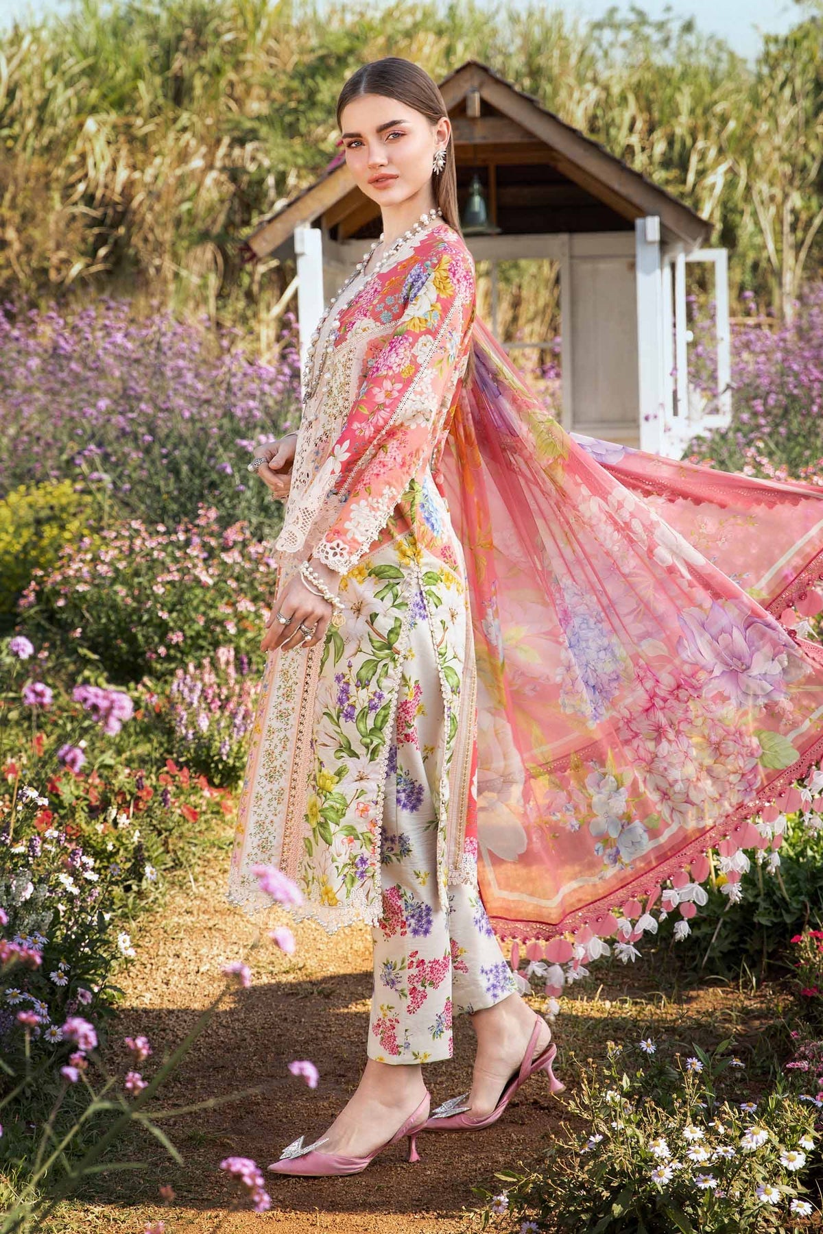 Maria B Mprints spring summer unstitched lawn suits 2025 | 9B