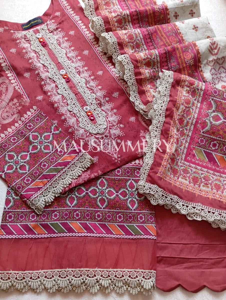 Mausummery stitched lawn suits Vol - 4 - Begonia