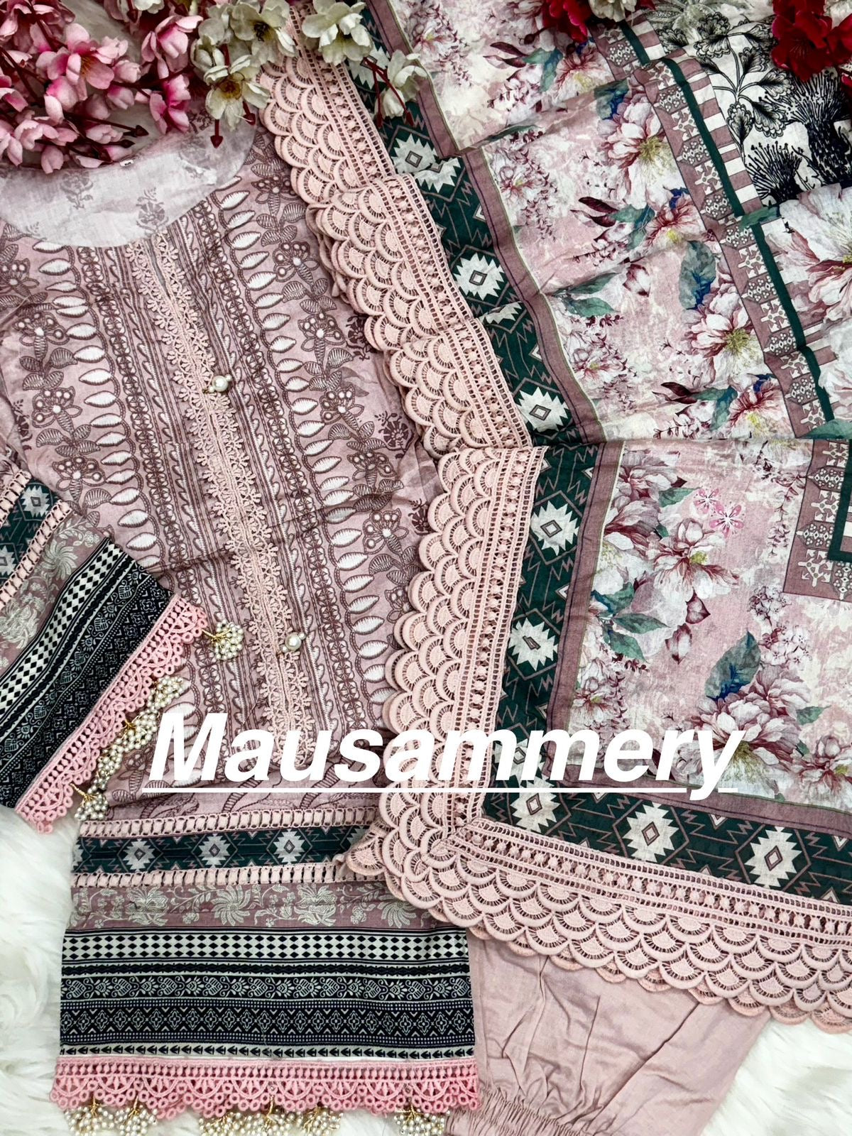 Mausummery stitched lawn suits Vol - 4 - Blossom