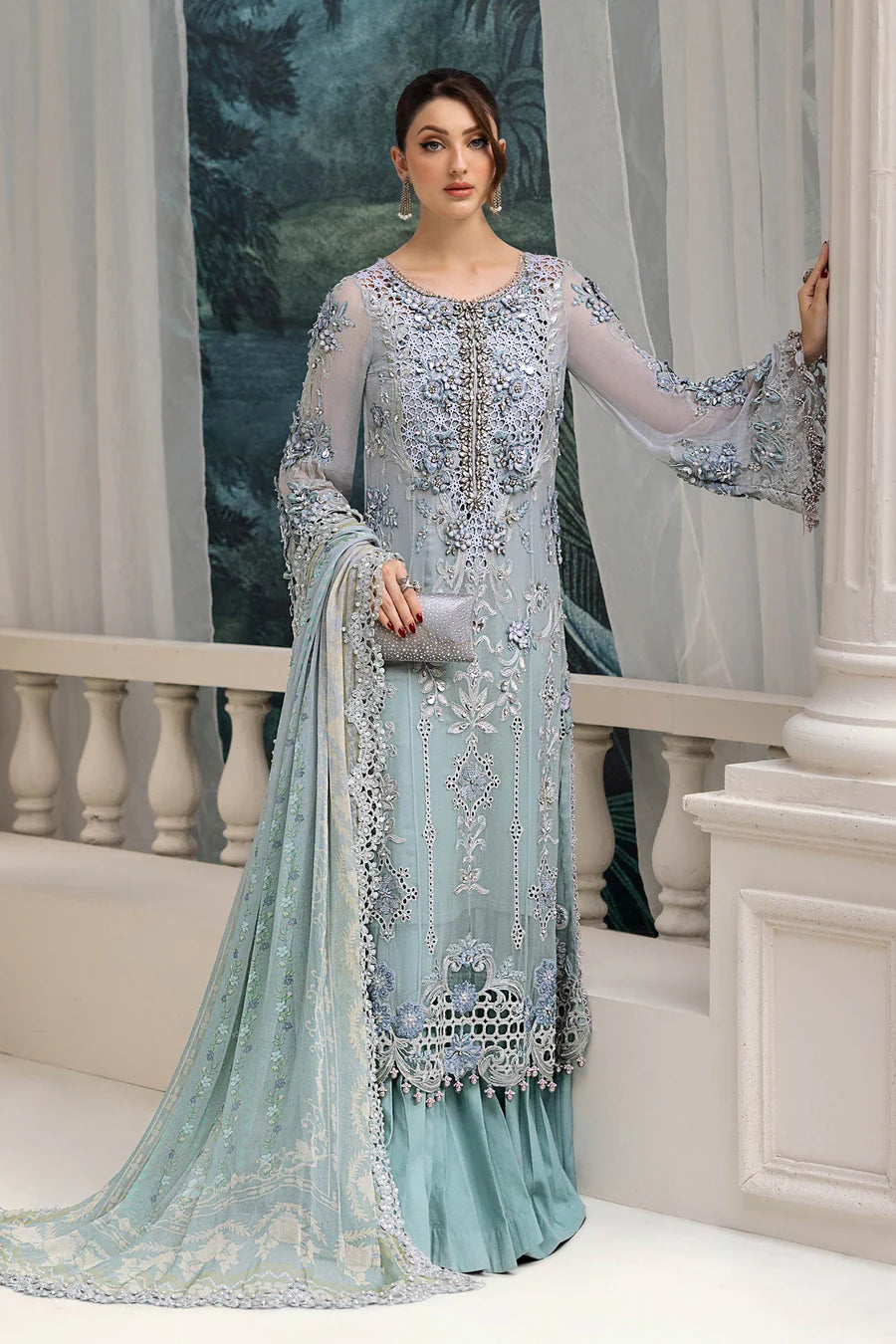 Maria B Chiffons Unstitched Wedding Wear Suits 2025 | D - 108