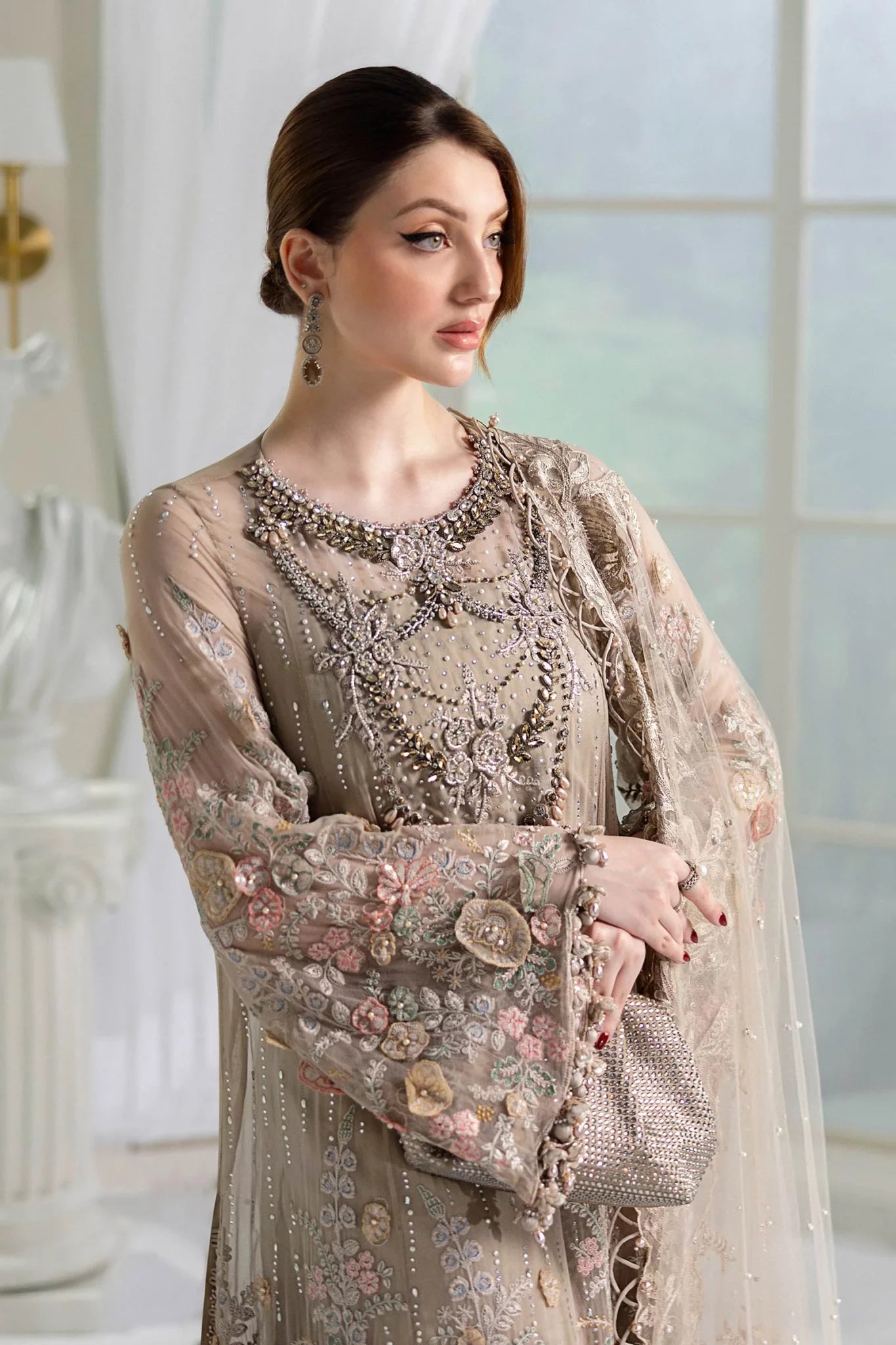 Maria B Chiffons Unstitched Wedding Wear Suits 2025 | D - 107
