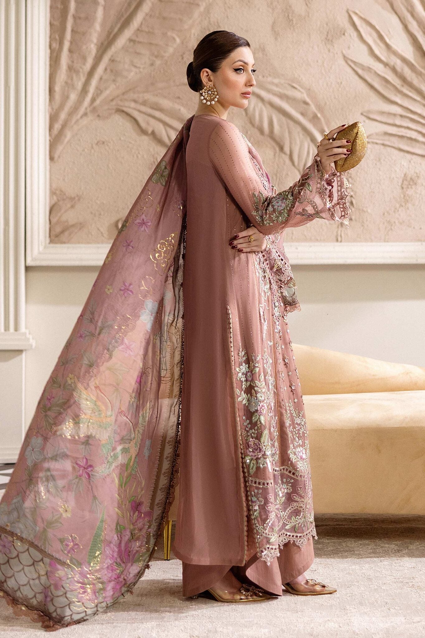 Maria B Chiffons Unstitched Wedding Wear Suits 2025 | D - 105