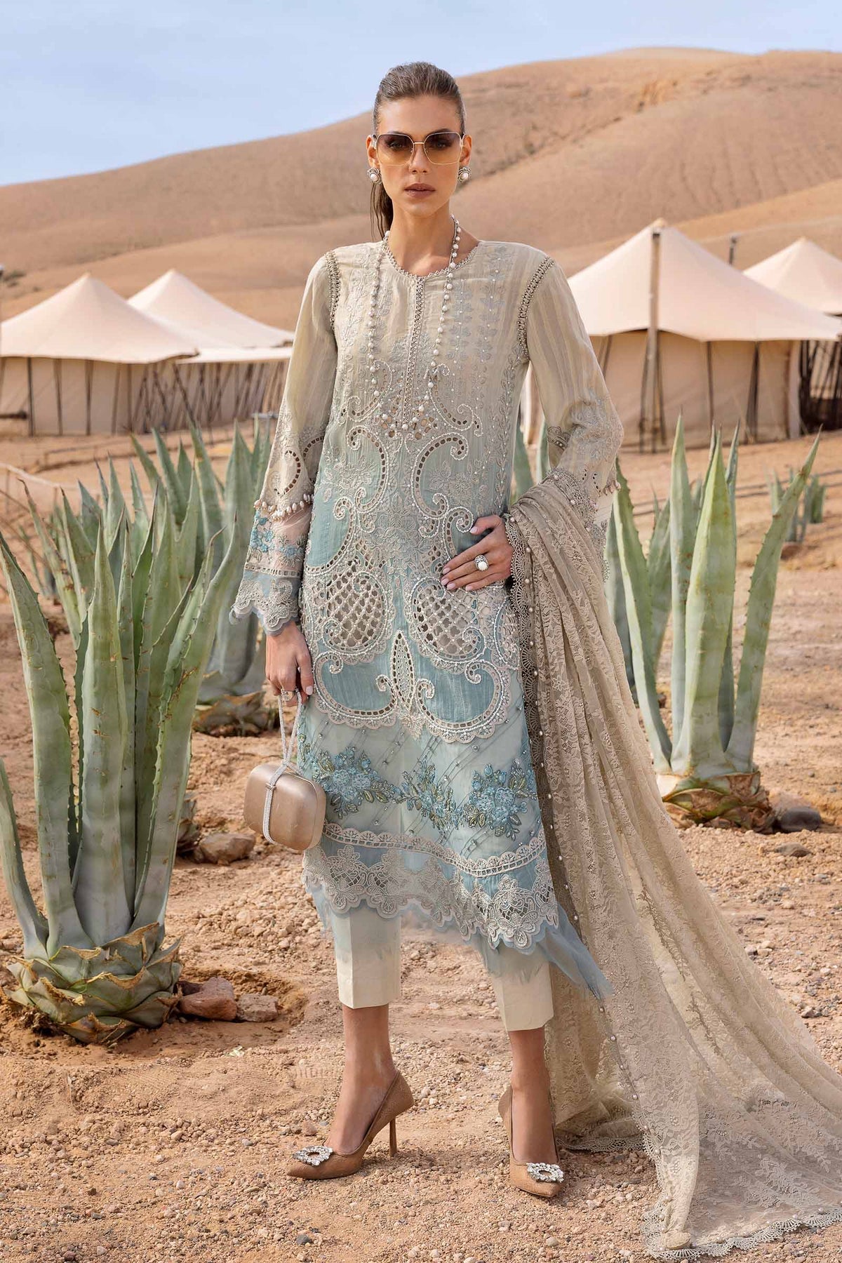Maria B luxury lawn suits 2025 - 15B