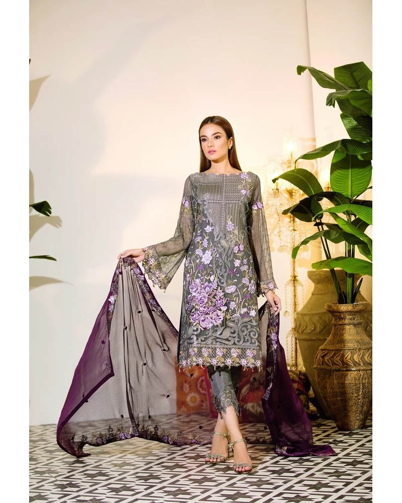 Ramsha Chevron Chiffon Pakistani Salwar Suit A-103