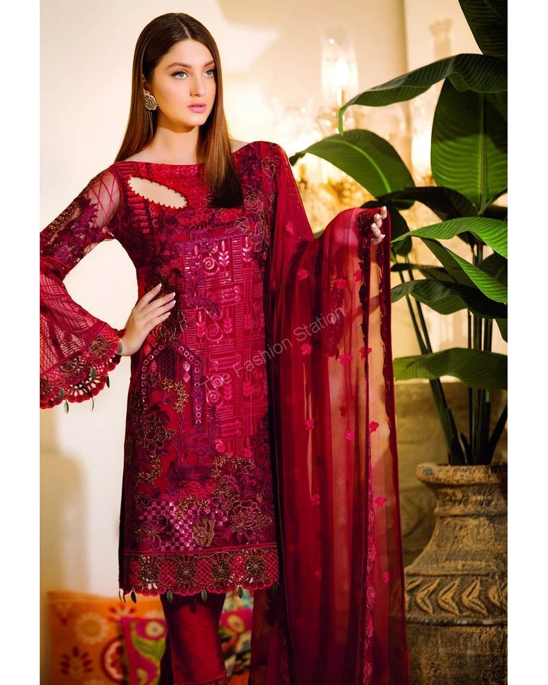 Ramsha Chevron Chiffon Pakistani Salwar Suit A-105