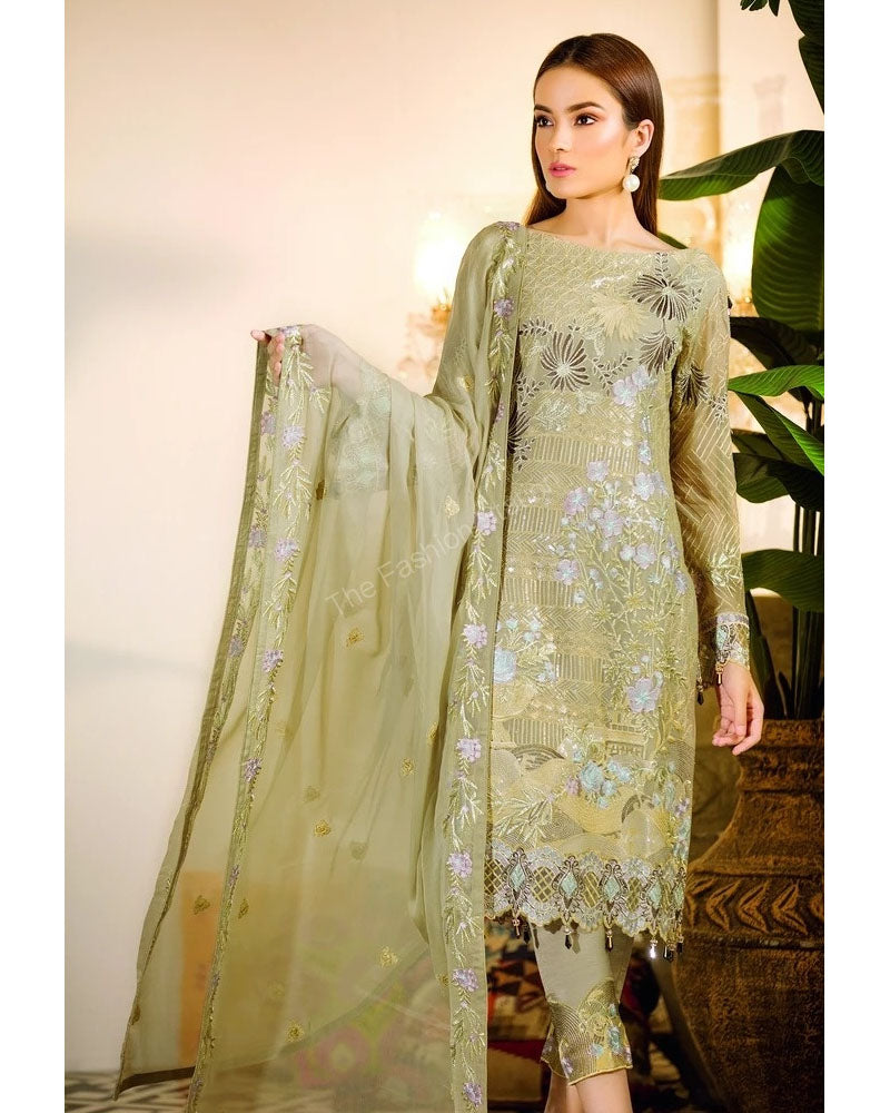 Ramsha Chevron Chiffon Pakistani Salwar Suit A-109