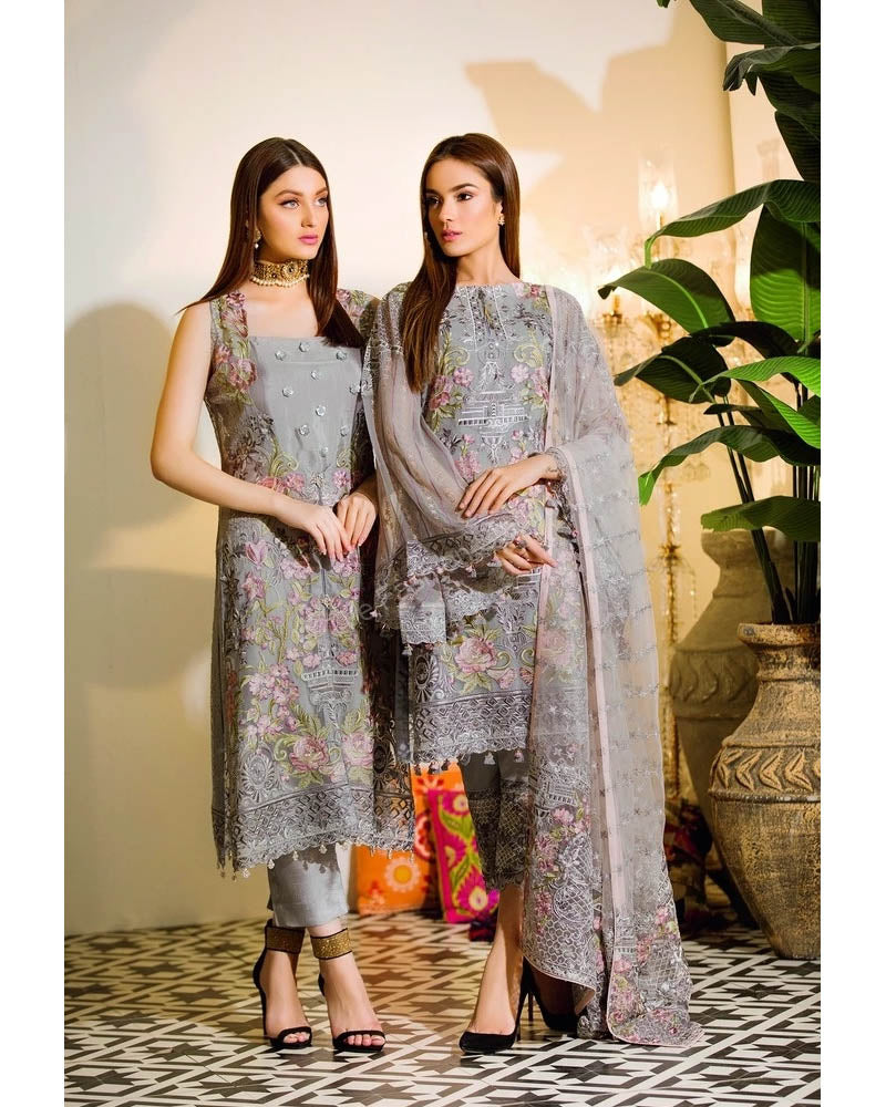 Ramsha Chevron Chiffon Pakistani Salwar Suit A-110