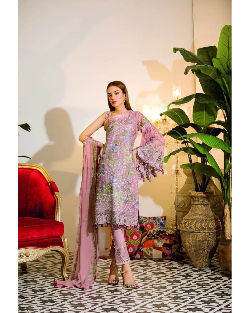Ramsha Chevron Chiffon Pakistani Salwar Suit A-112