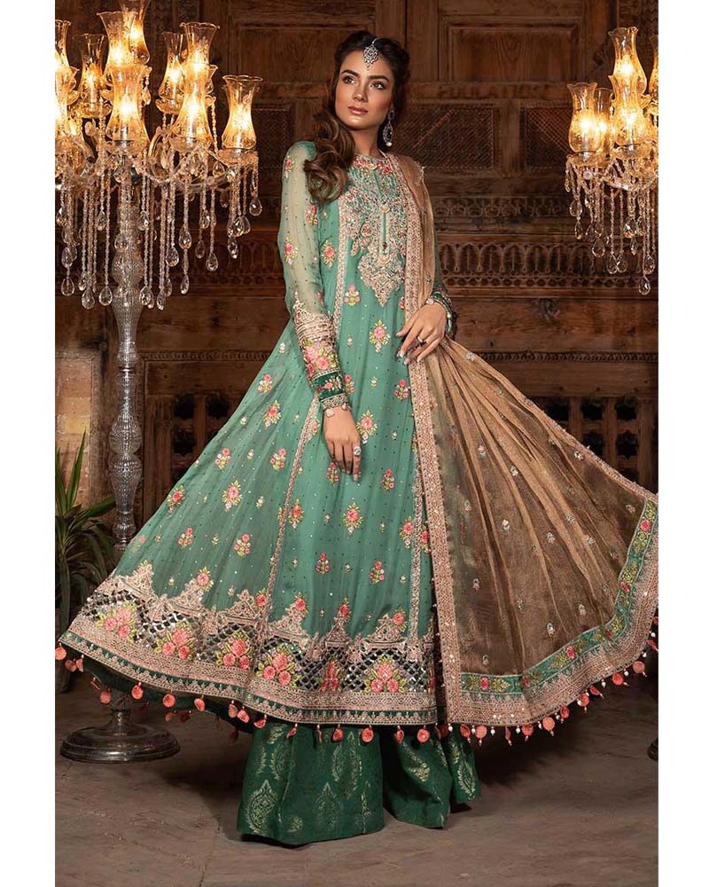 Maria B Unstitched EMBROIDERED Aquamarine & Pearl Salwar Suits - BD-1701