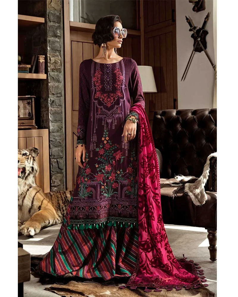 Maria B Linen Salwar Kameez Purple DL-706