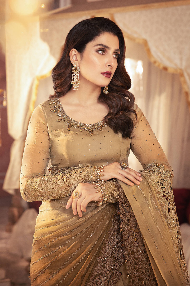 Maria B Mbroidered Wedding Chocolate Cappuccino BD 2306 Saree