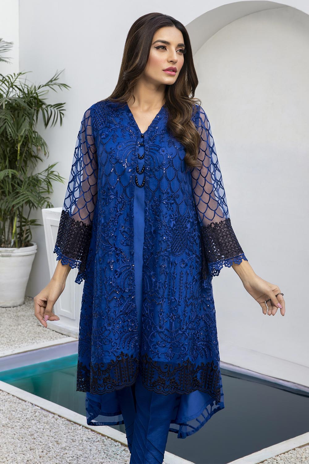 Azure luxury kurti - Glitzy Glimmer