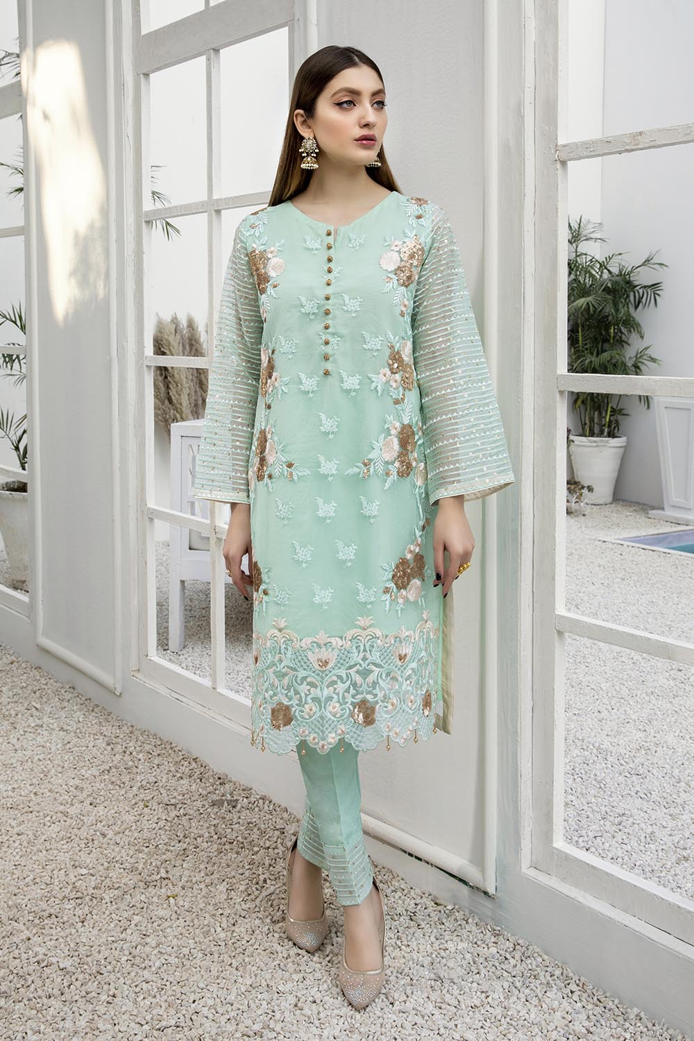 Azure luxury kurti - Hellebores