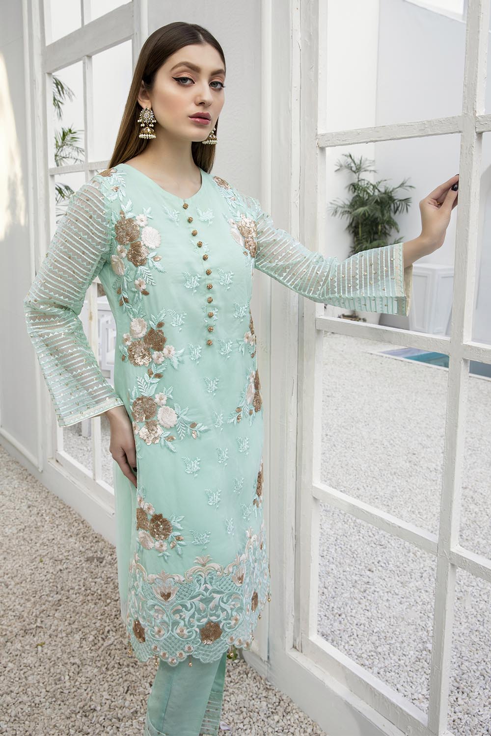 Azure luxury kurti - Hellebores