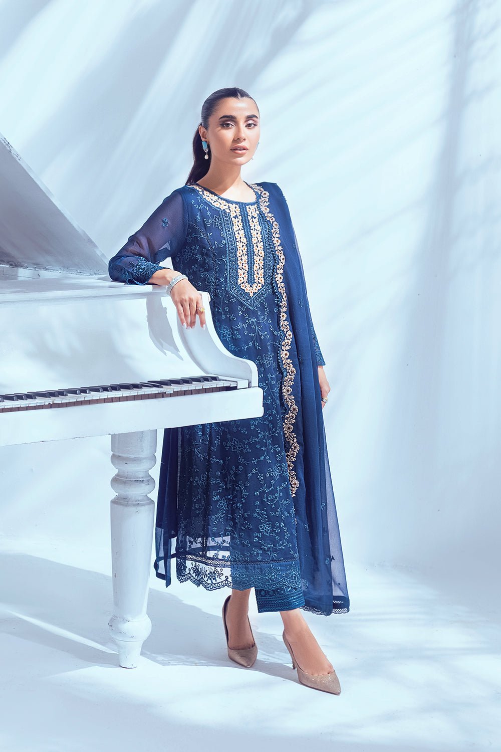 Azure Esembles Chiffon Party Wear Suits 2022 | Unstitched | Iris Bloom