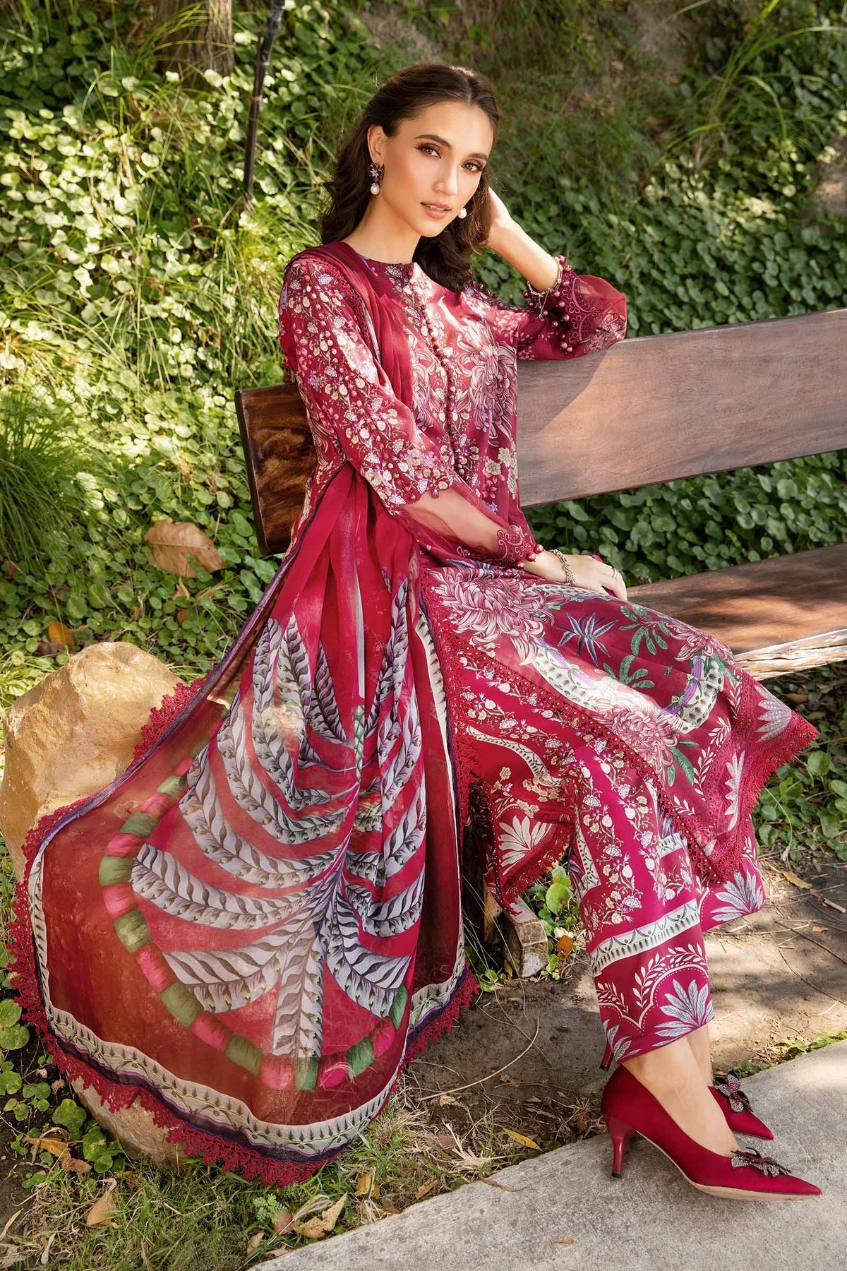 Maria B Mprints spring summer unstitched lawn suits 2025 | 14B