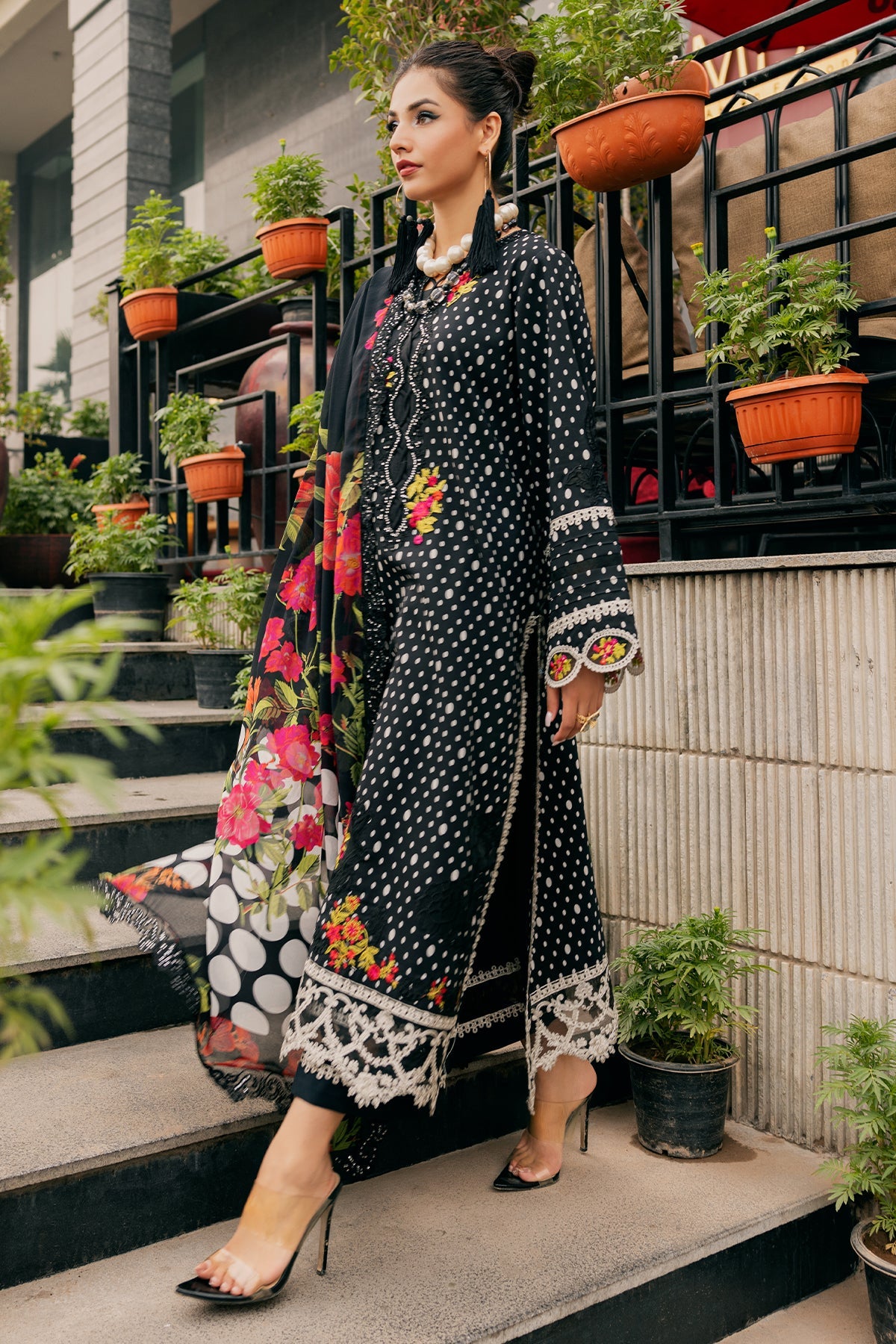 Charizma swissmiss embroidered Swiss voile unstitched lawn suits - CSM5-01