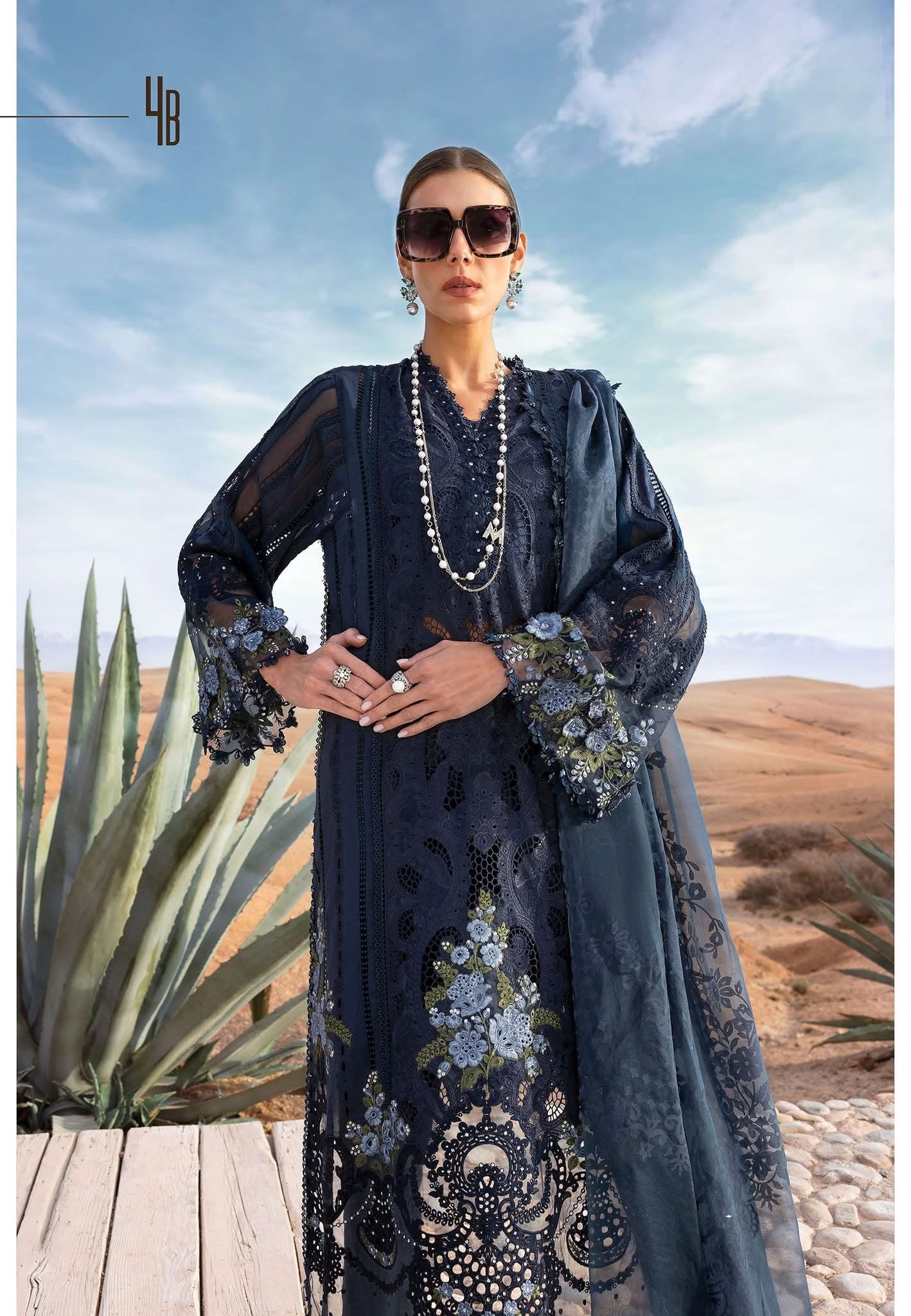 Maria B luxury lawn suits 2025 - 4B