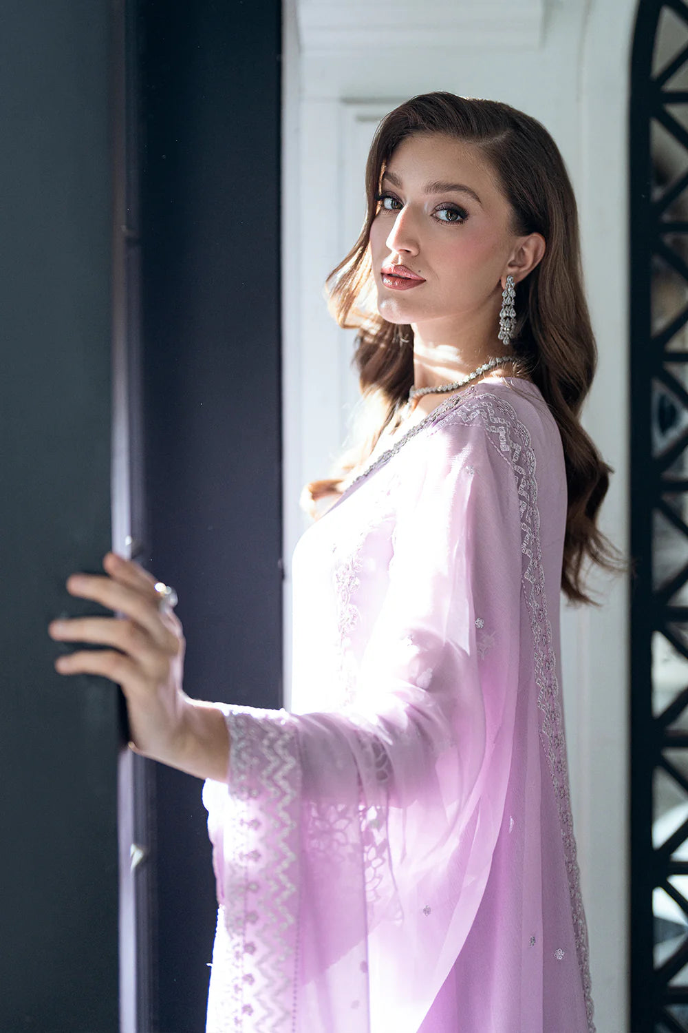 Azure Ensembles Eid Drop 2 luxury embroidered chiffon collection 2025- Dewy Lavender
