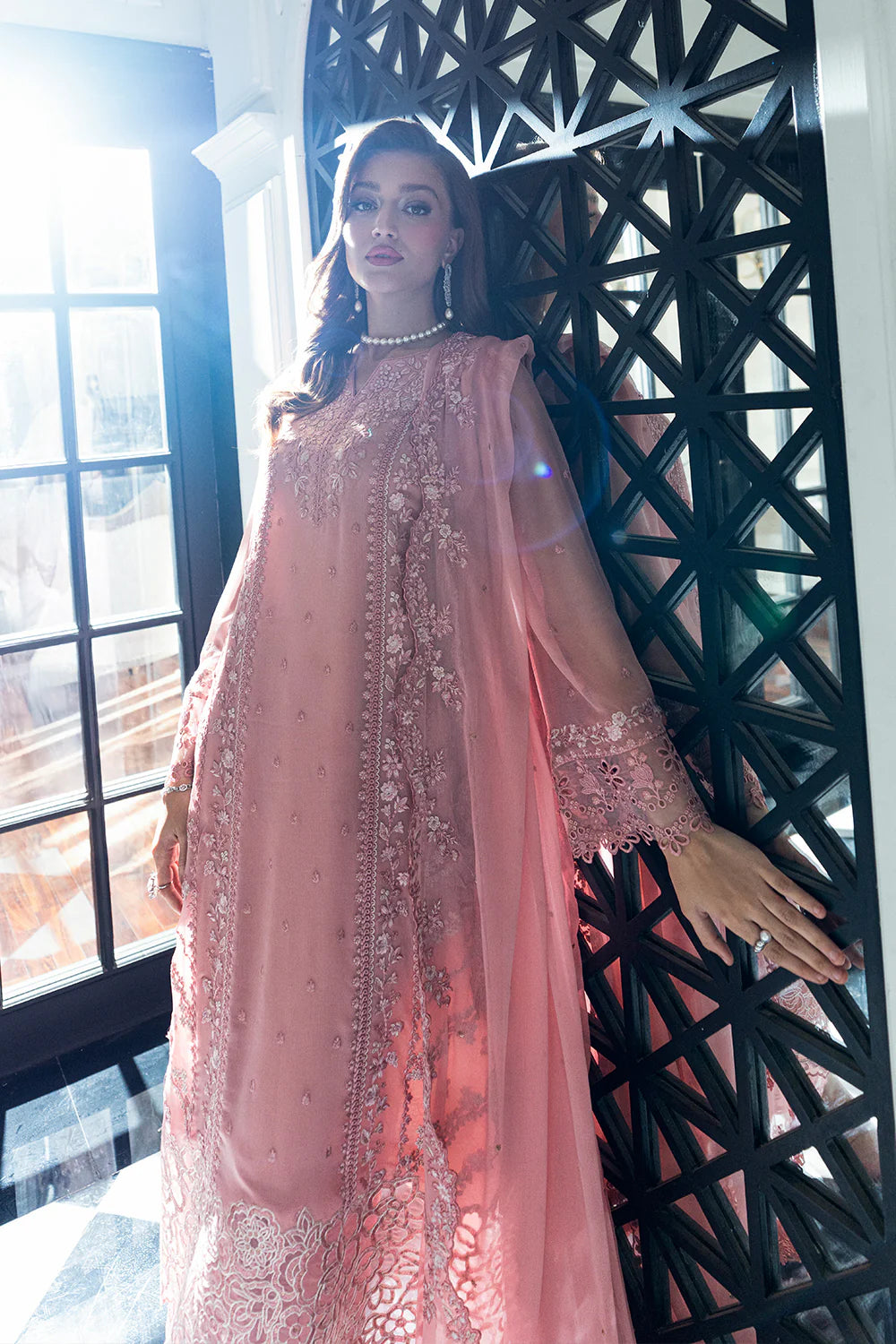 Azure Ensembles Eid Drop 2 luxury embroidered chiffon collection 2025- Faded blush