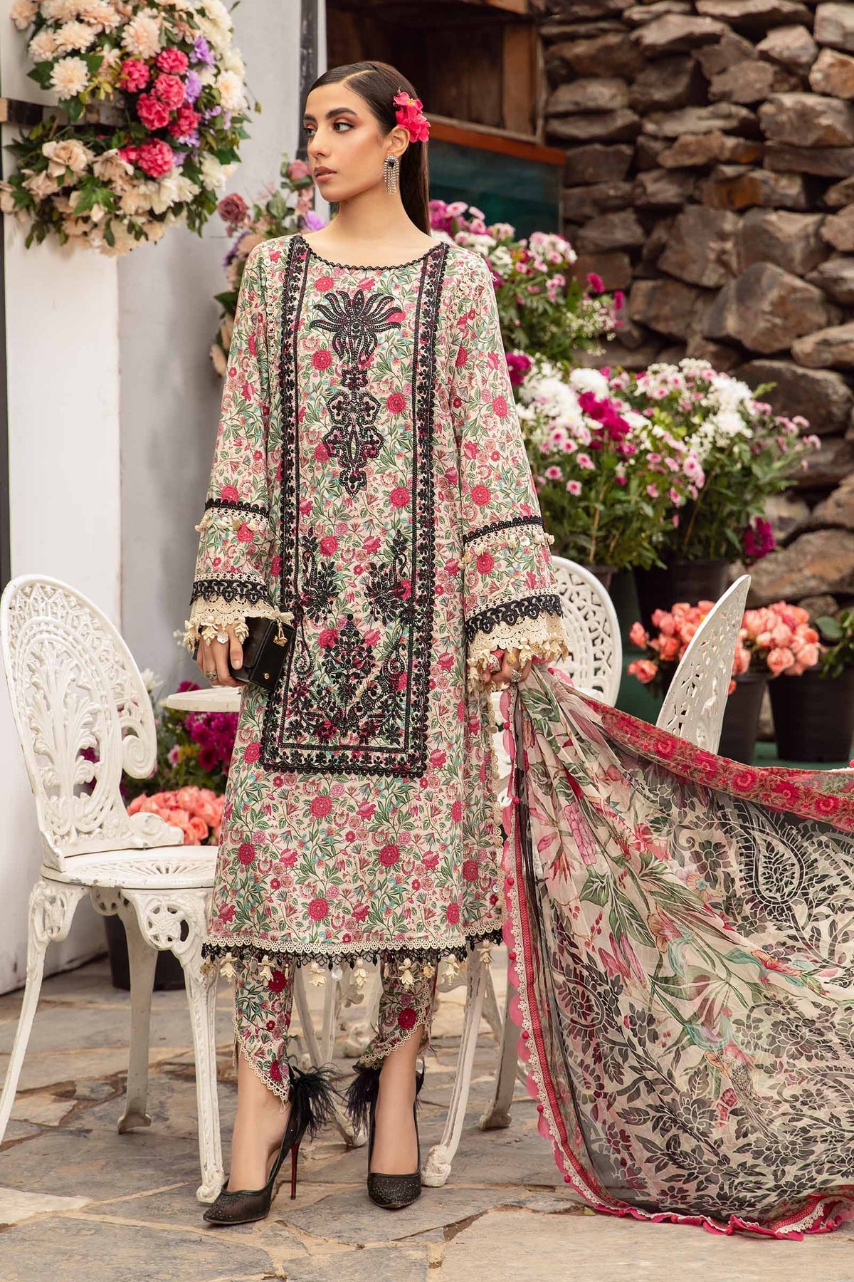 MARIA B M.Prints | Spring Summer Lawn Suits : 2024 | 13A