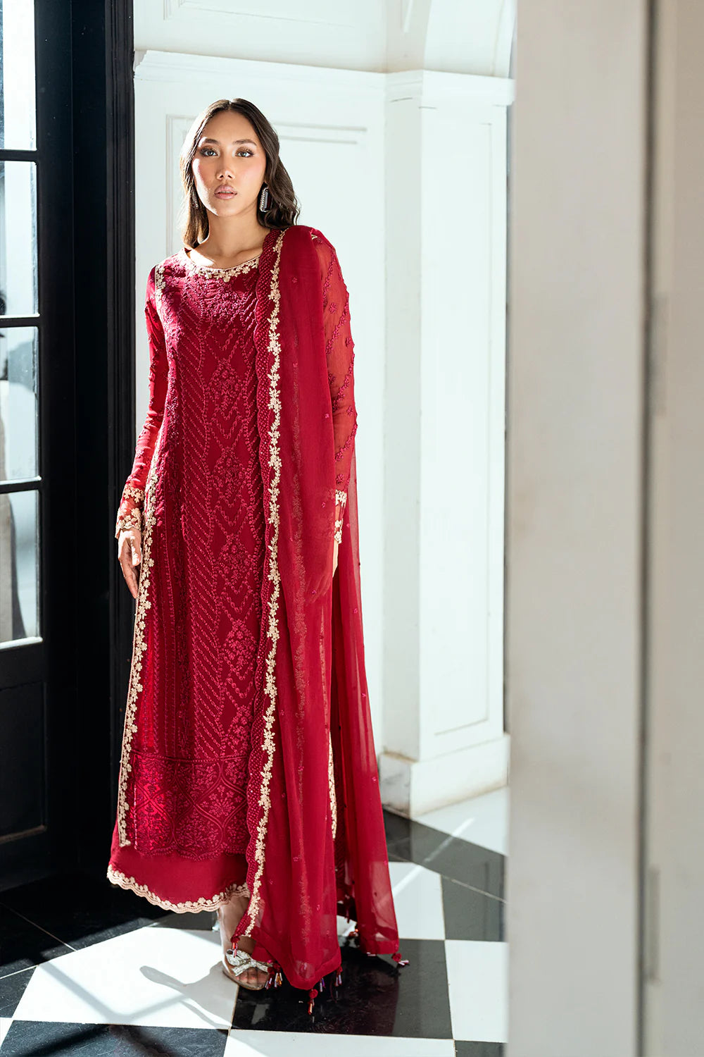 Azure Ensembles Eid Drop 2 luxury embroidered chiffon collection 2025- Rouge