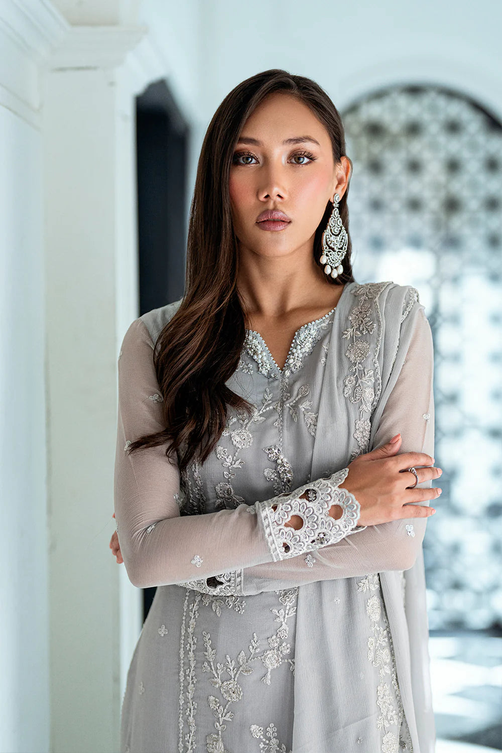 Azure Ensembles Eid Drop 2 luxury embroidered chiffon collection 2025- Ash Veil