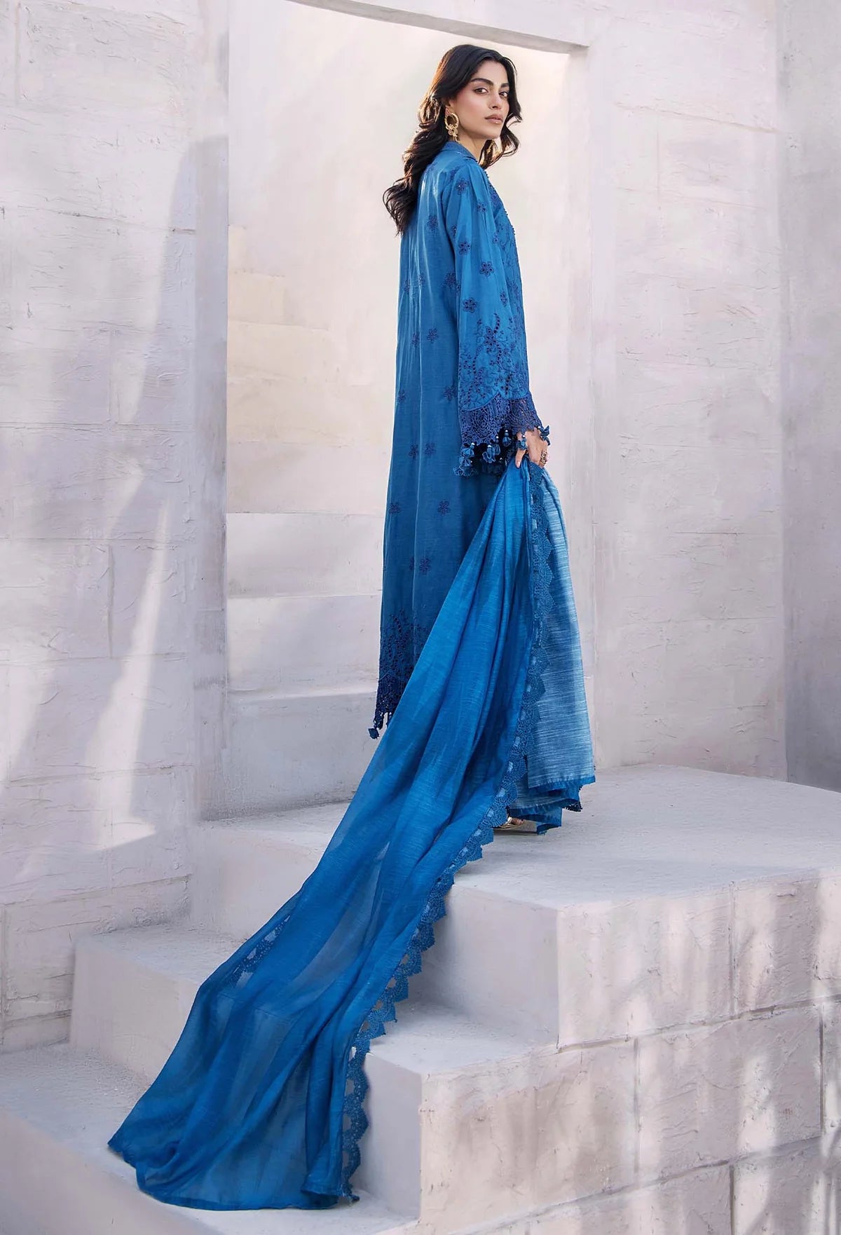 Adan’s Libas Lasserkari unstitched lawn suits 2025 - 3903