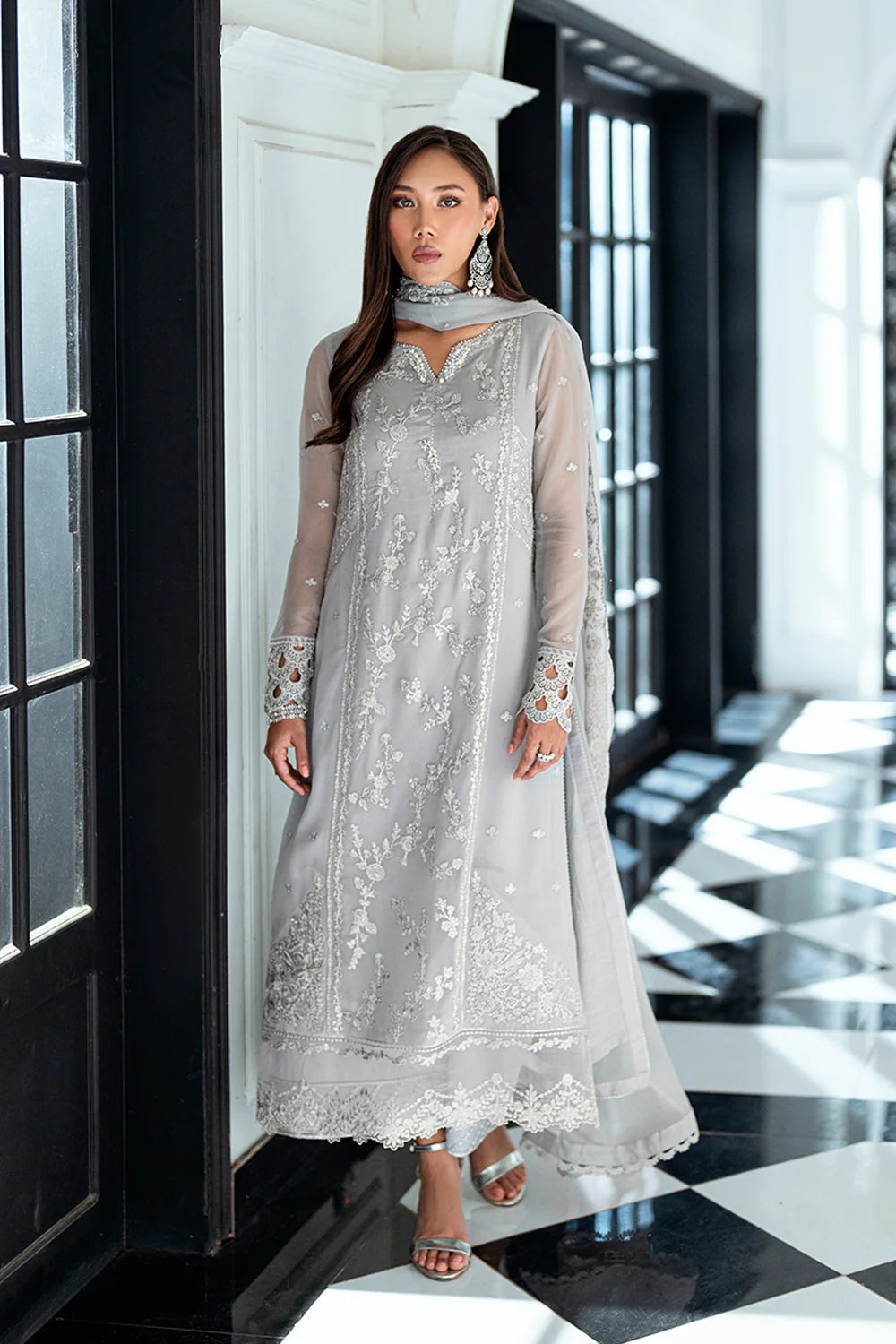 Azure Ensembles Eid Drop 2 luxury embroidered chiffon collection 2025- Ash Veil