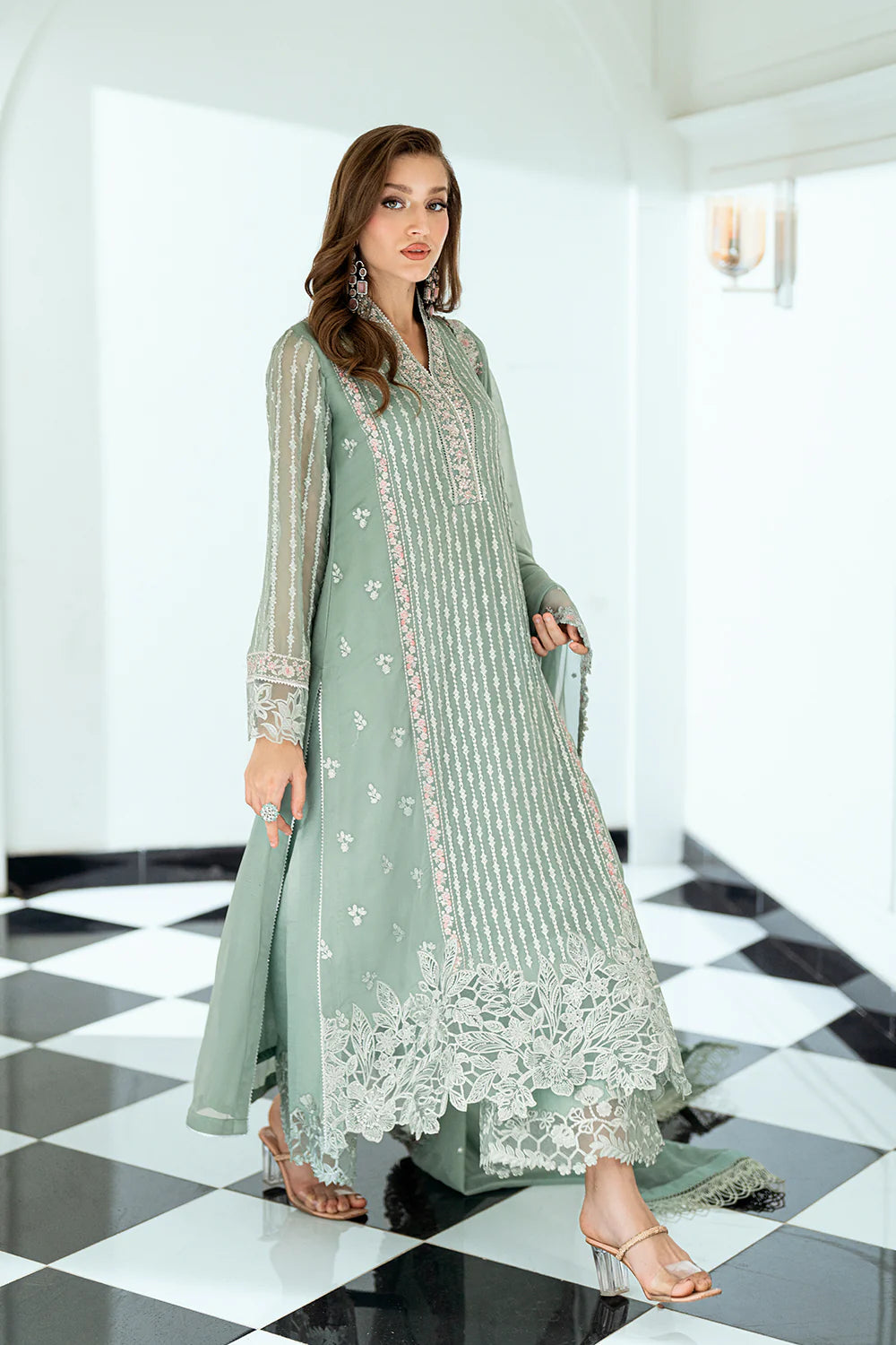 Azure Ensembles Eid Drop 2 luxury embroidered chiffon collection 2025- Mossy Charm