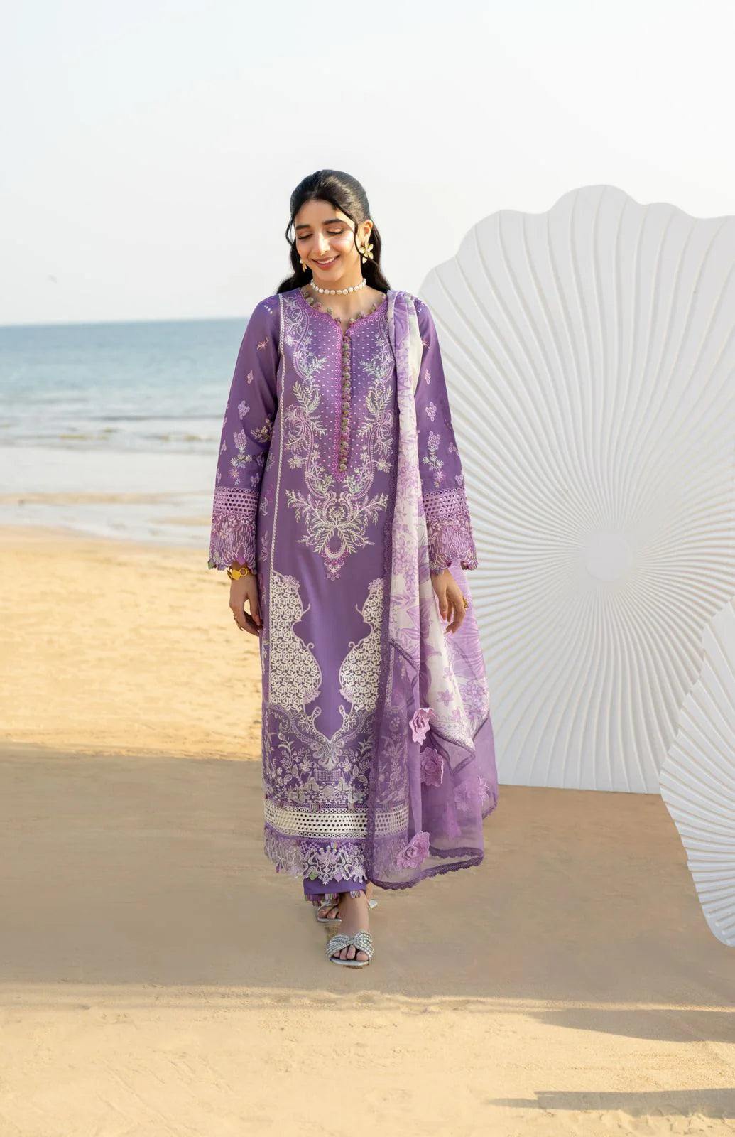 Saagar by aabyaan luxury festive unstitched lawn suits 2025 |Zarqa - AS-01