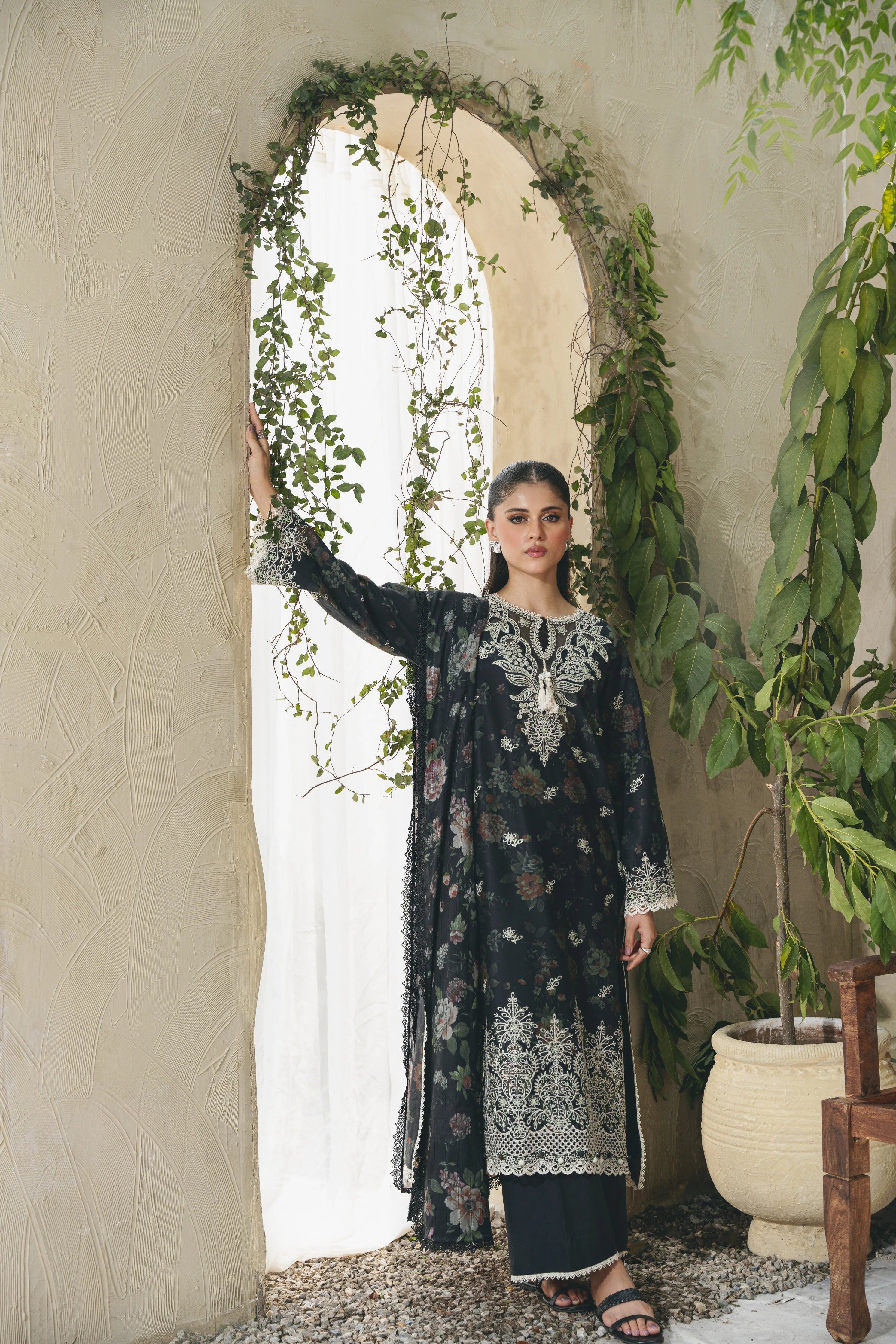 Shezlin chikankari unstitched lawn suits 2025 - Elara(Af-01)