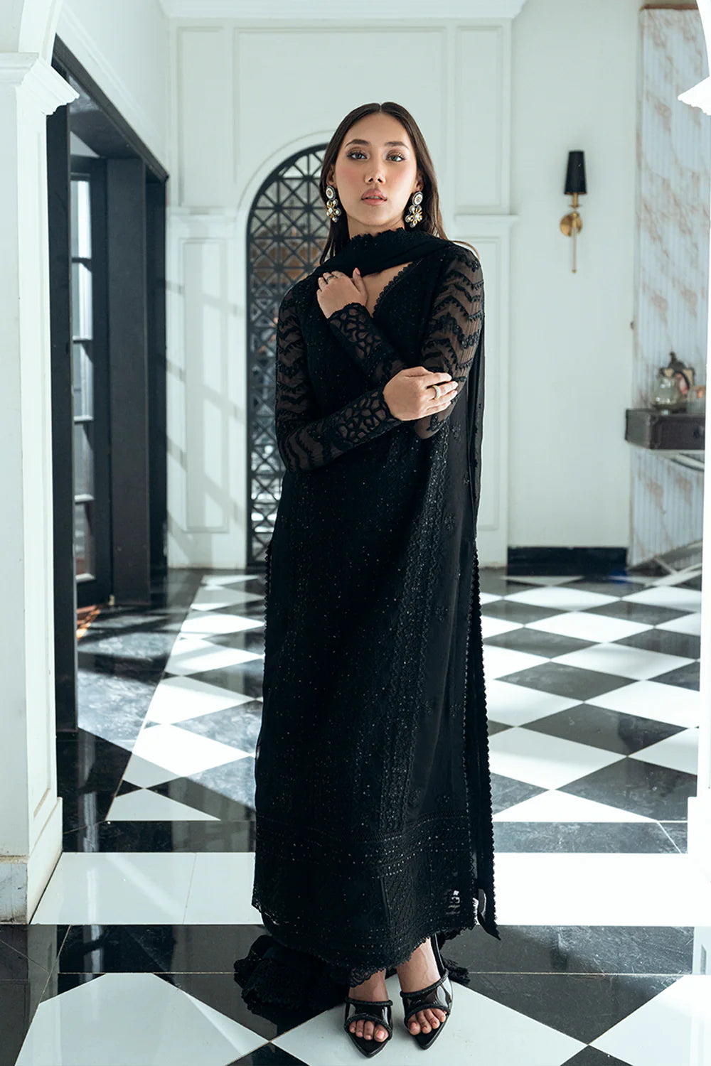 Azure Ensembles Eid Drop 2 luxury embroidered chiffon collection 2025- Raven Drape