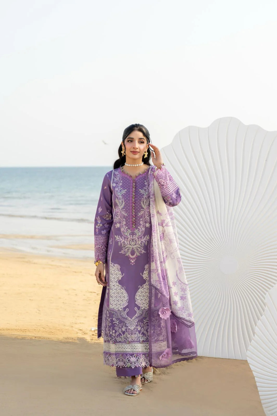 Saagar by aabyaan luxury festive unstitched lawn suits 2025 |Zarqa - AS-01