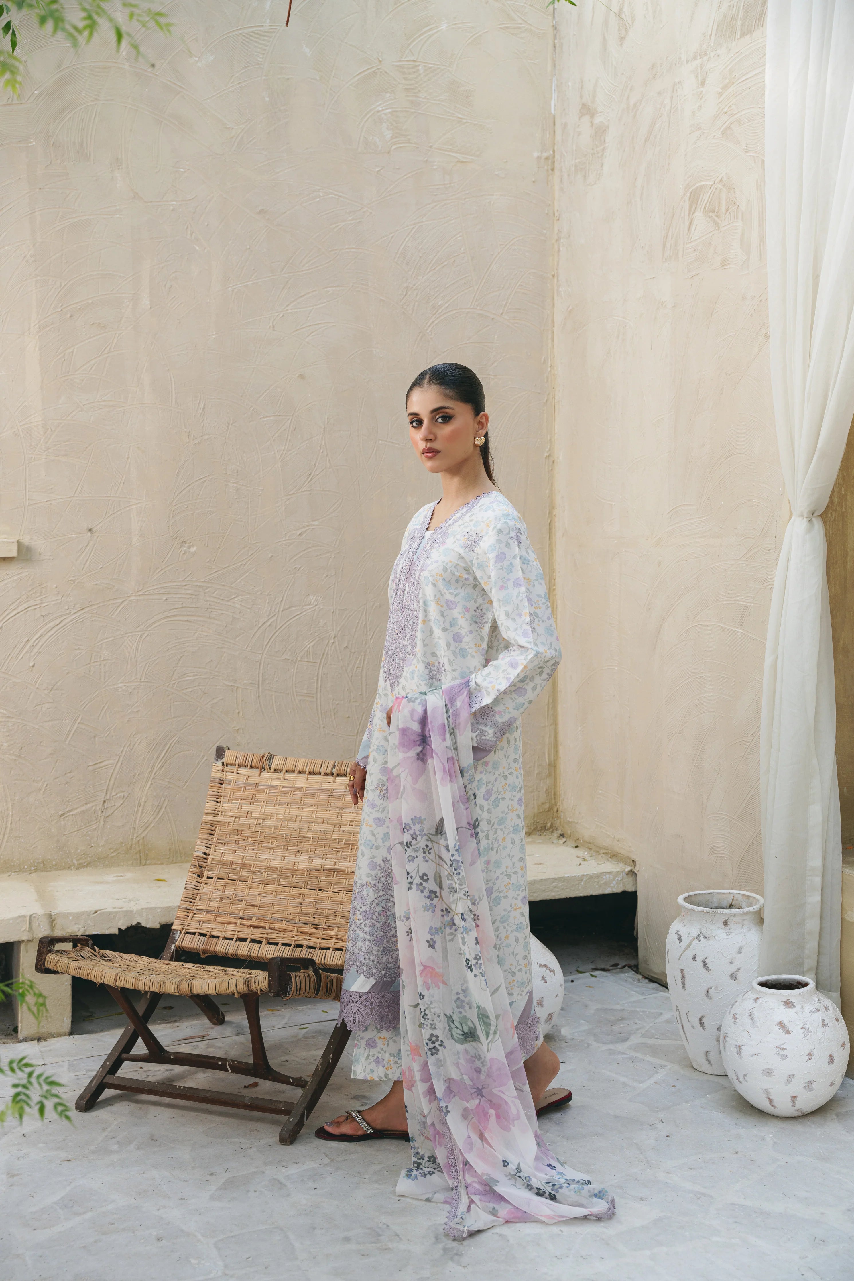 Shezlin chikankari unstitched lawn suits 2025 - Lina(Af-02)