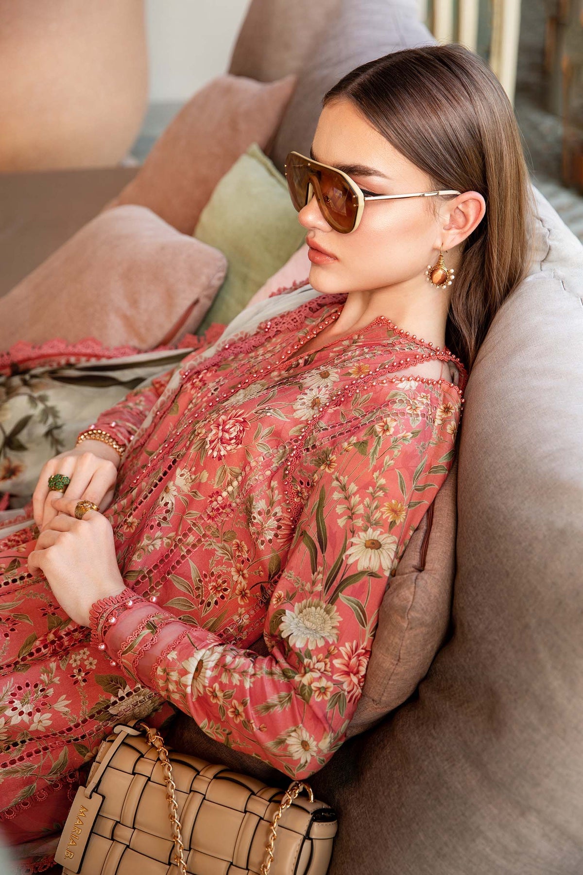 Maria B Mprints spring summer unstitched lawn suits 2025 | 8A