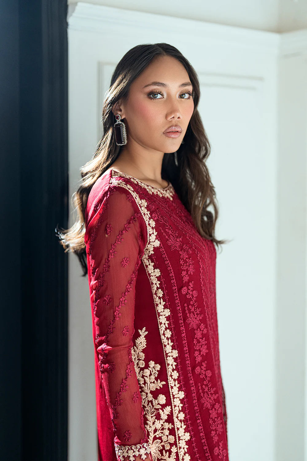 Azure Ensembles Eid Drop 2 luxury embroidered chiffon collection 2025- Rouge