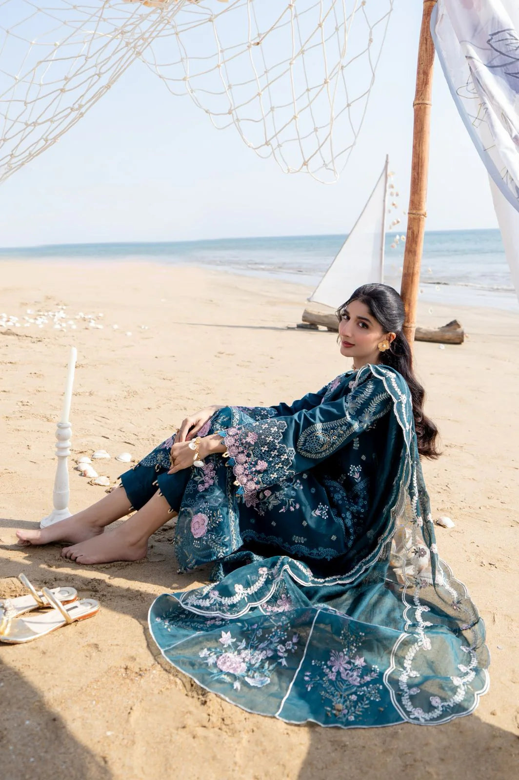 Saagar by aabyaan luxury festive unstitched lawn suits 2025 |Ishana - AS-06