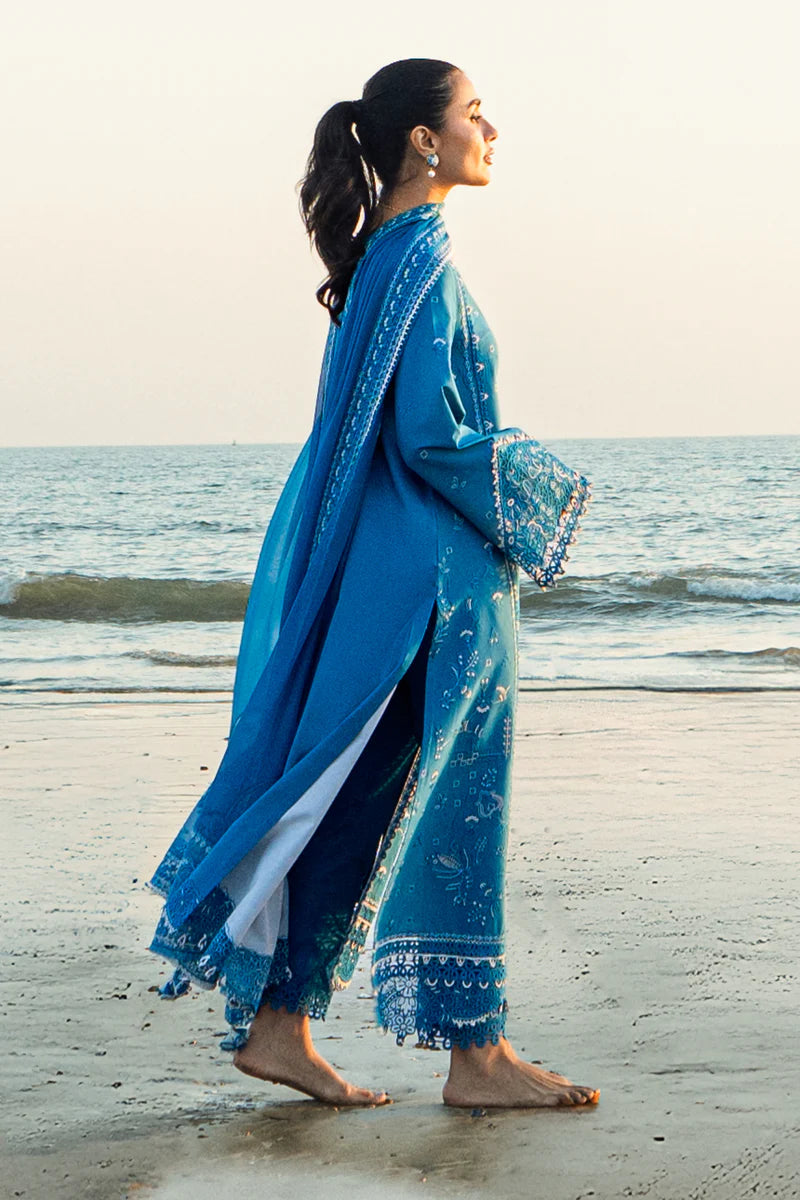 Qalamkar Sahil luxury unstitched lawn suits 2025 - FK-03