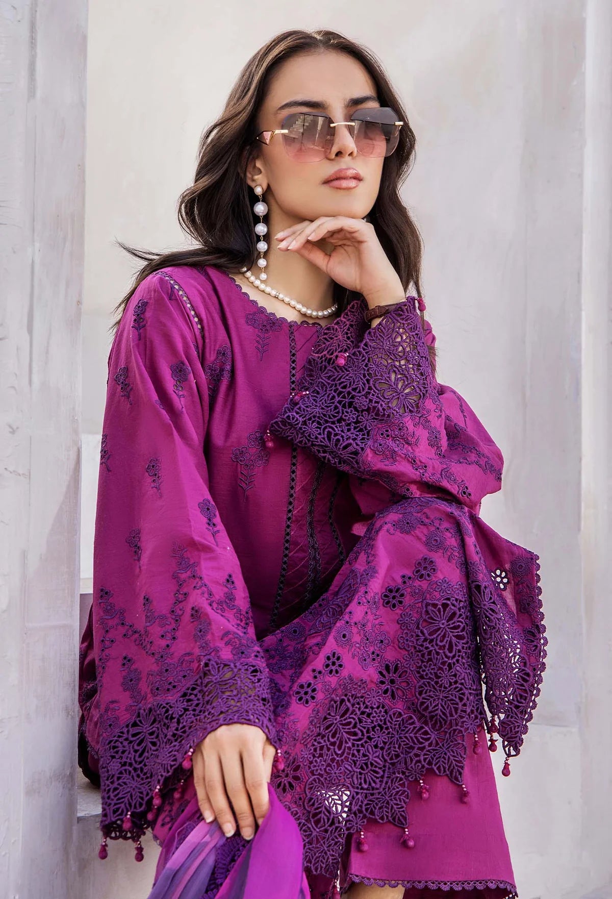 Adan’s Libas Lasserkari unstitched lawn suits 2025 - 3900